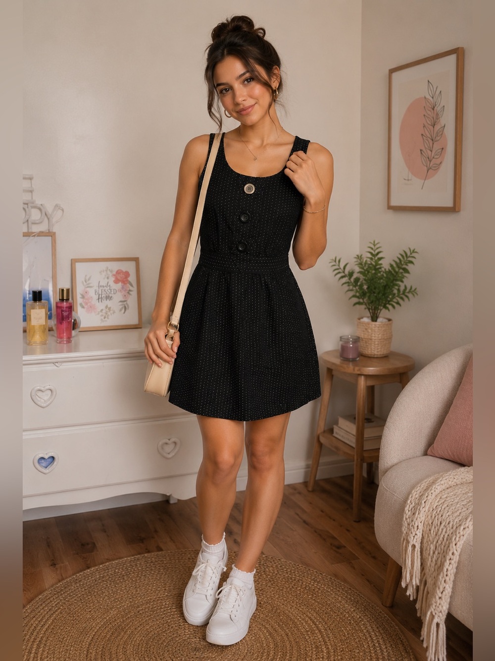 next  women’s casual Black Sleeveless Polka Dot Mini Dresssize 10